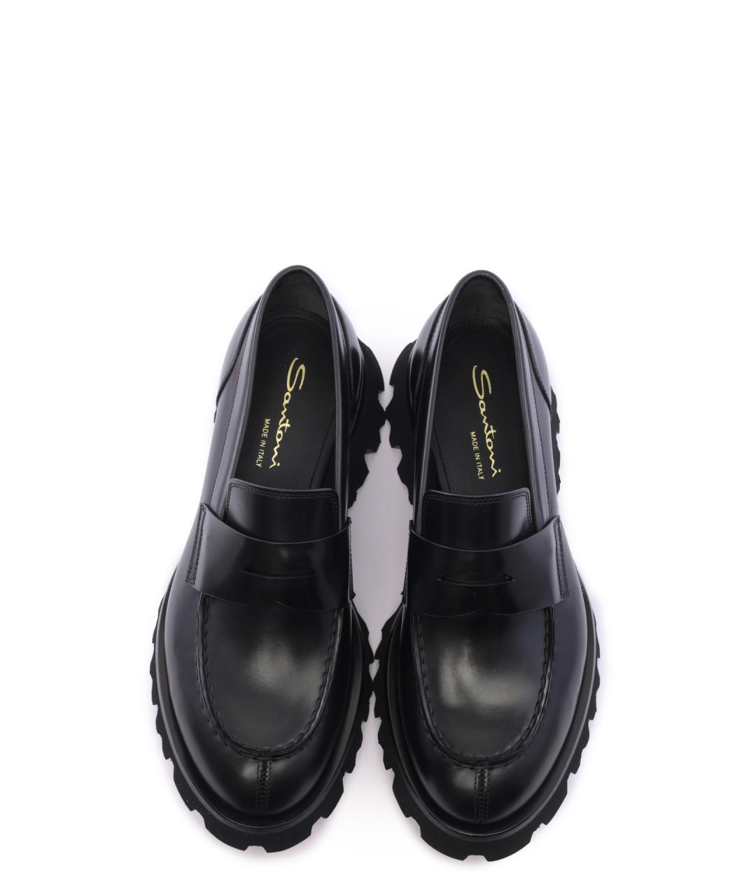 SANTONI Черные кожаные лоферы, фото 5