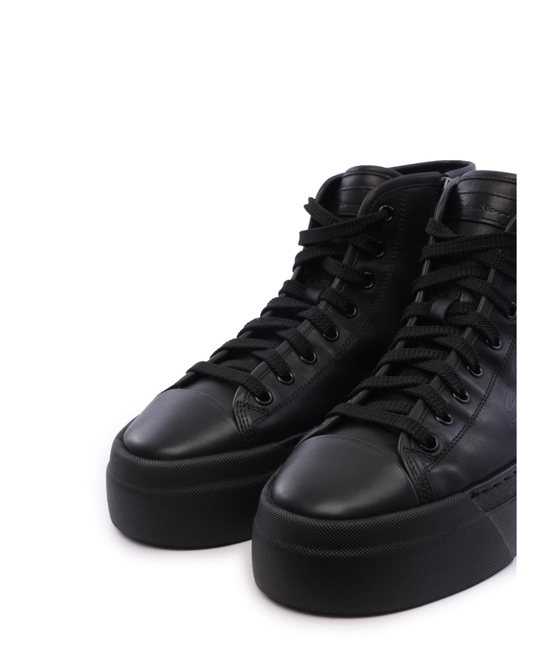 SANTONI Черные кожаные кеды, фото 6