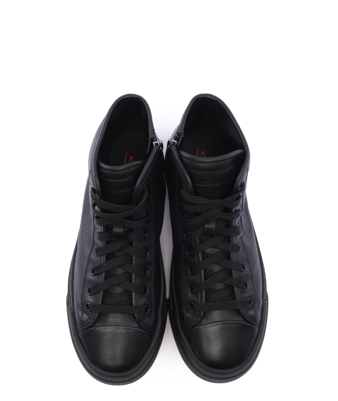 SANTONI Черные кожаные кеды, фото 4