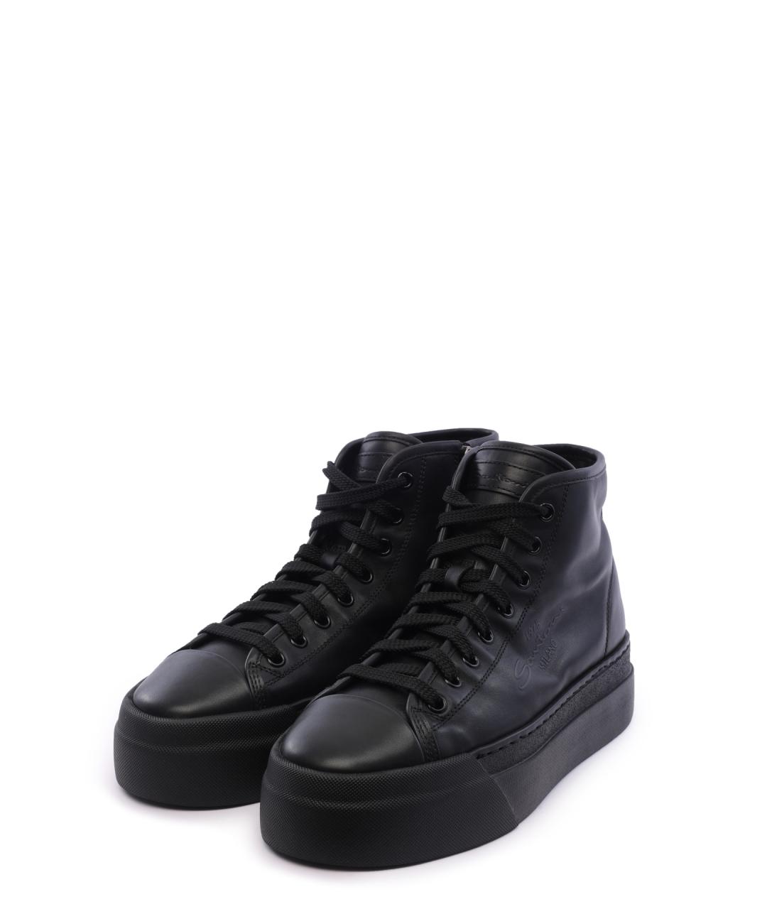 SANTONI Черные кожаные кеды, фото 2