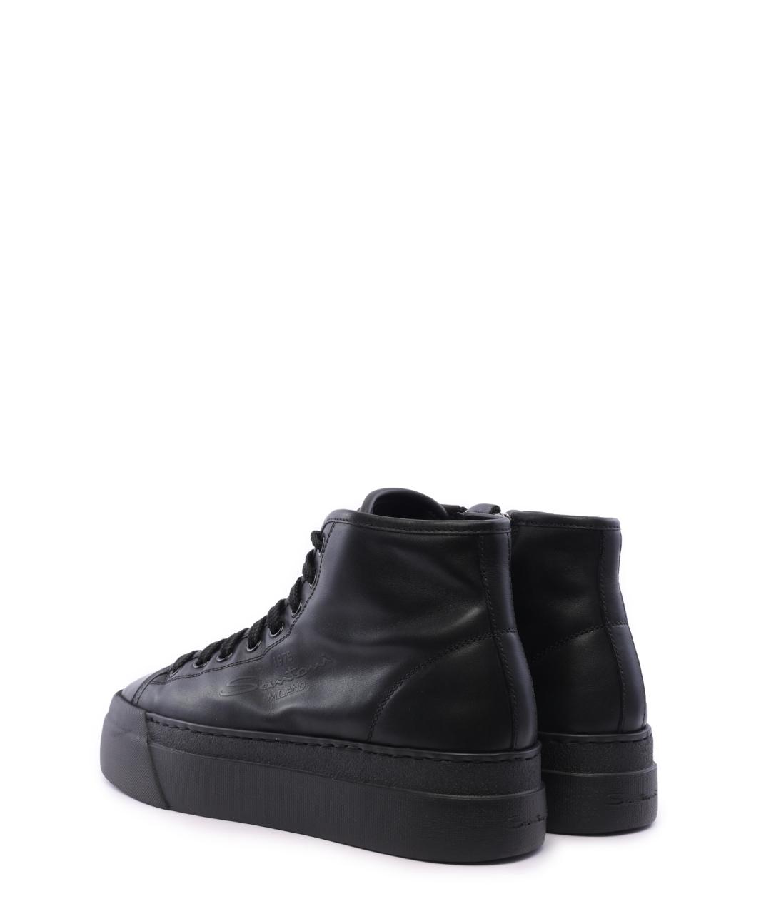 SANTONI Черные кожаные кеды, фото 3