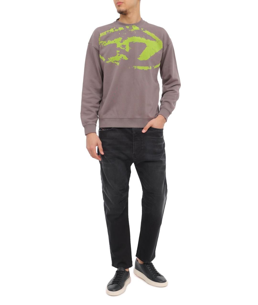 DIESEL Серые хлопковые прямые джинсы, фото 2