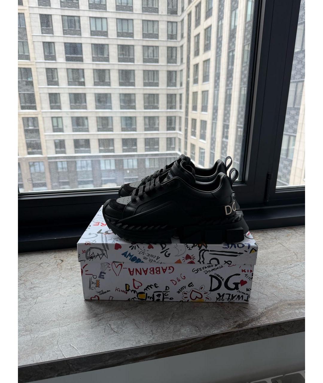 DOLCE&GABBANA Черные кожаные кроссовки, фото 7
