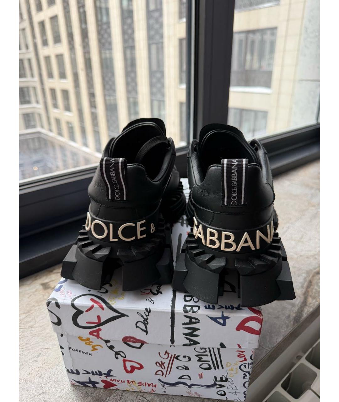 DOLCE&GABBANA Черные кожаные кроссовки, фото 4