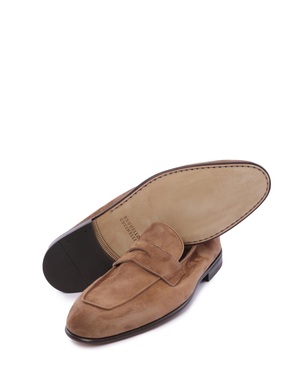 BRUNELLO CUCINELLI Коричневые замшевые лоферы, фото 4