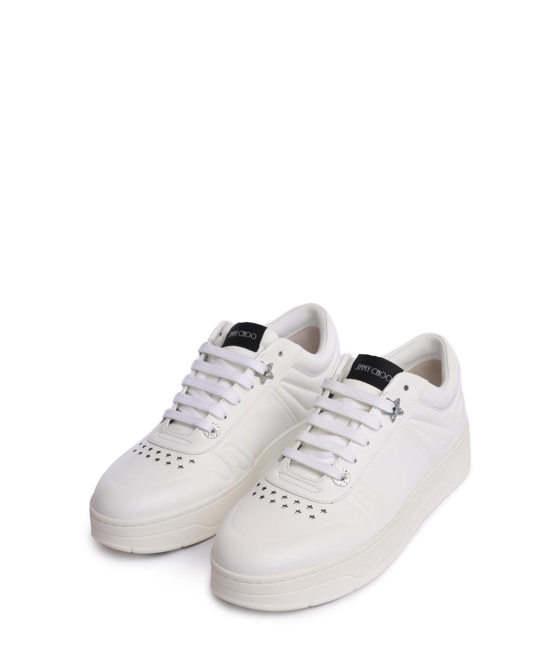 JIMMY CHOO Белые кожаные кеды, фото 2