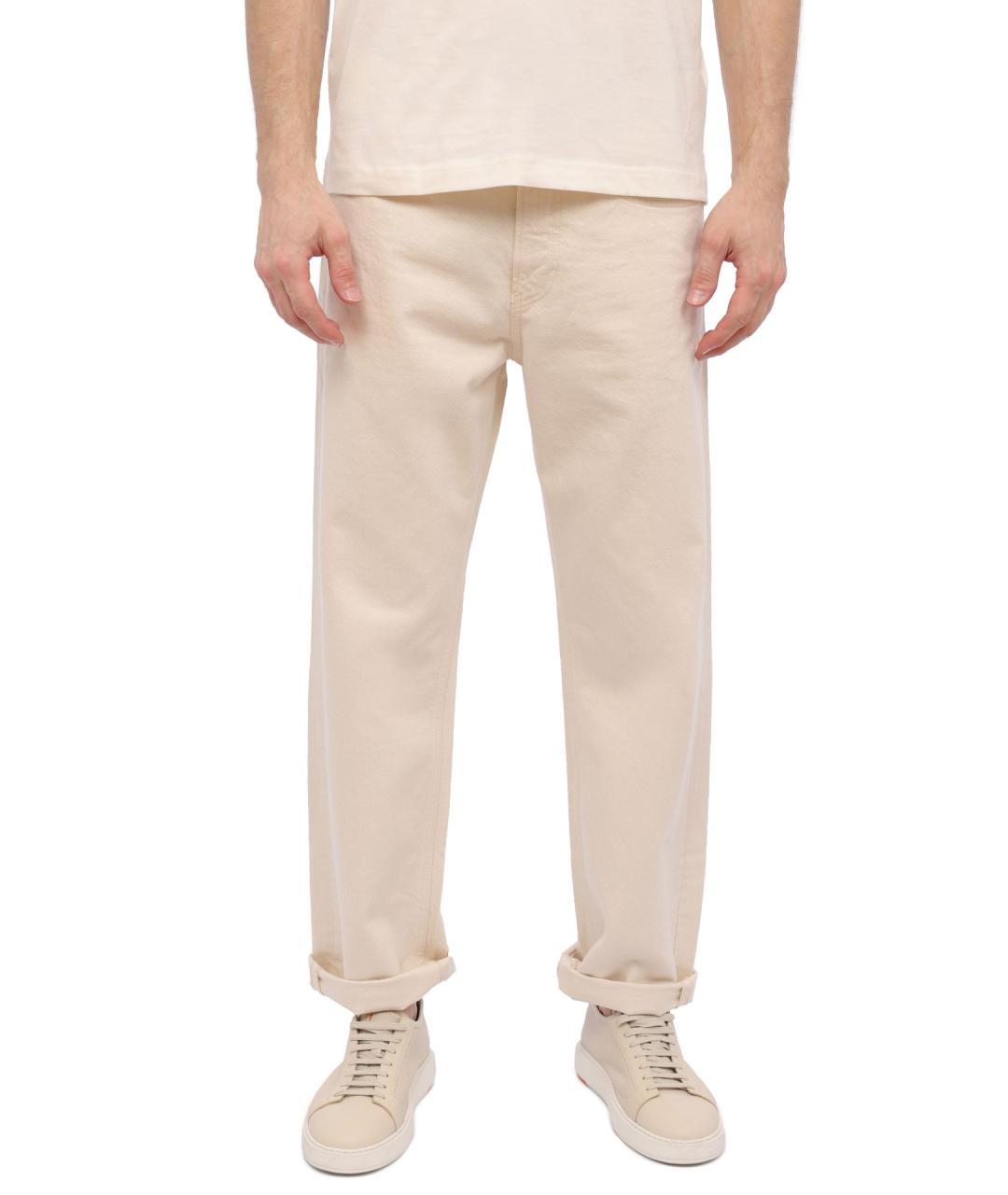 CALVIN KLEIN Бежевые хлопковые прямые джинсы, фото 1