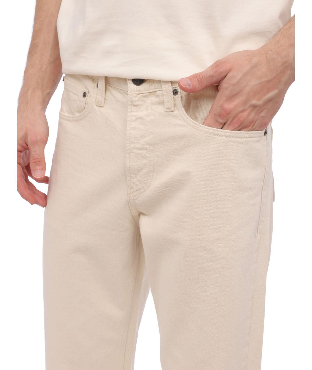 CALVIN KLEIN Бежевые хлопковые прямые джинсы, фото 5