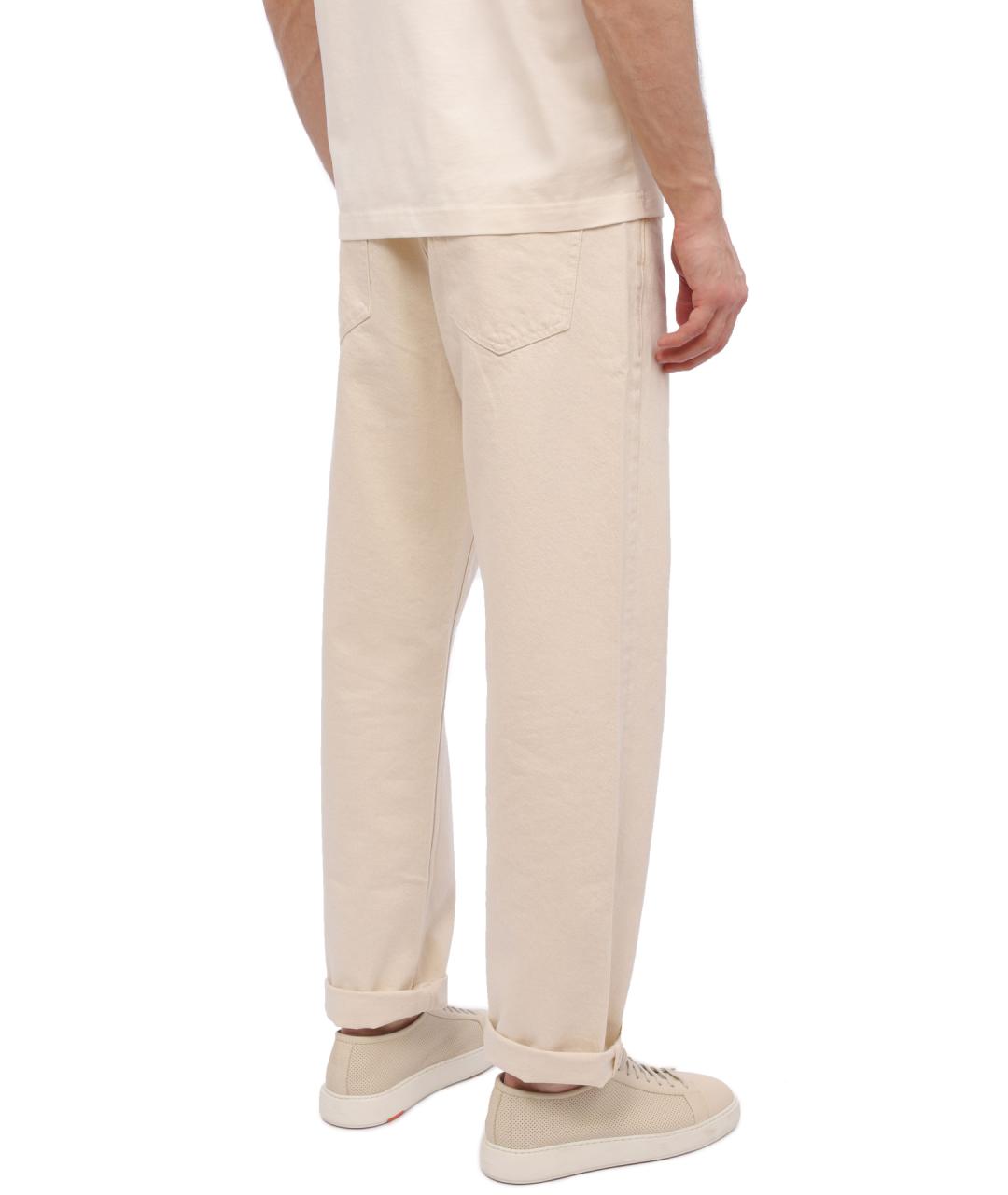 CALVIN KLEIN Бежевые хлопковые прямые джинсы, фото 4