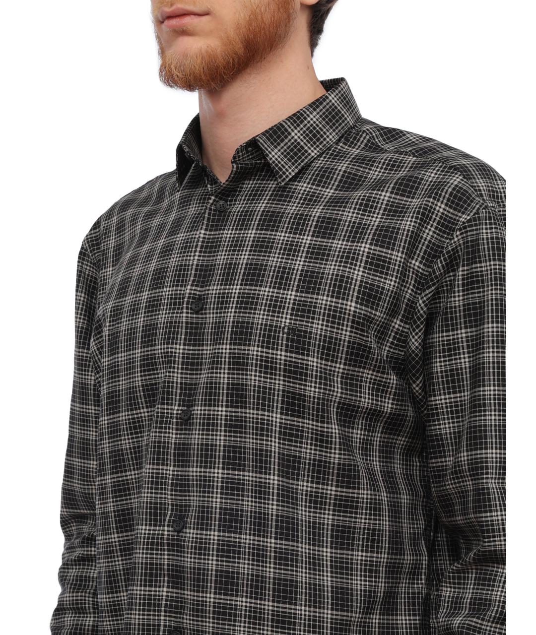 CALVIN KLEIN Черная хлопковая кэжуал рубашка, фото 5