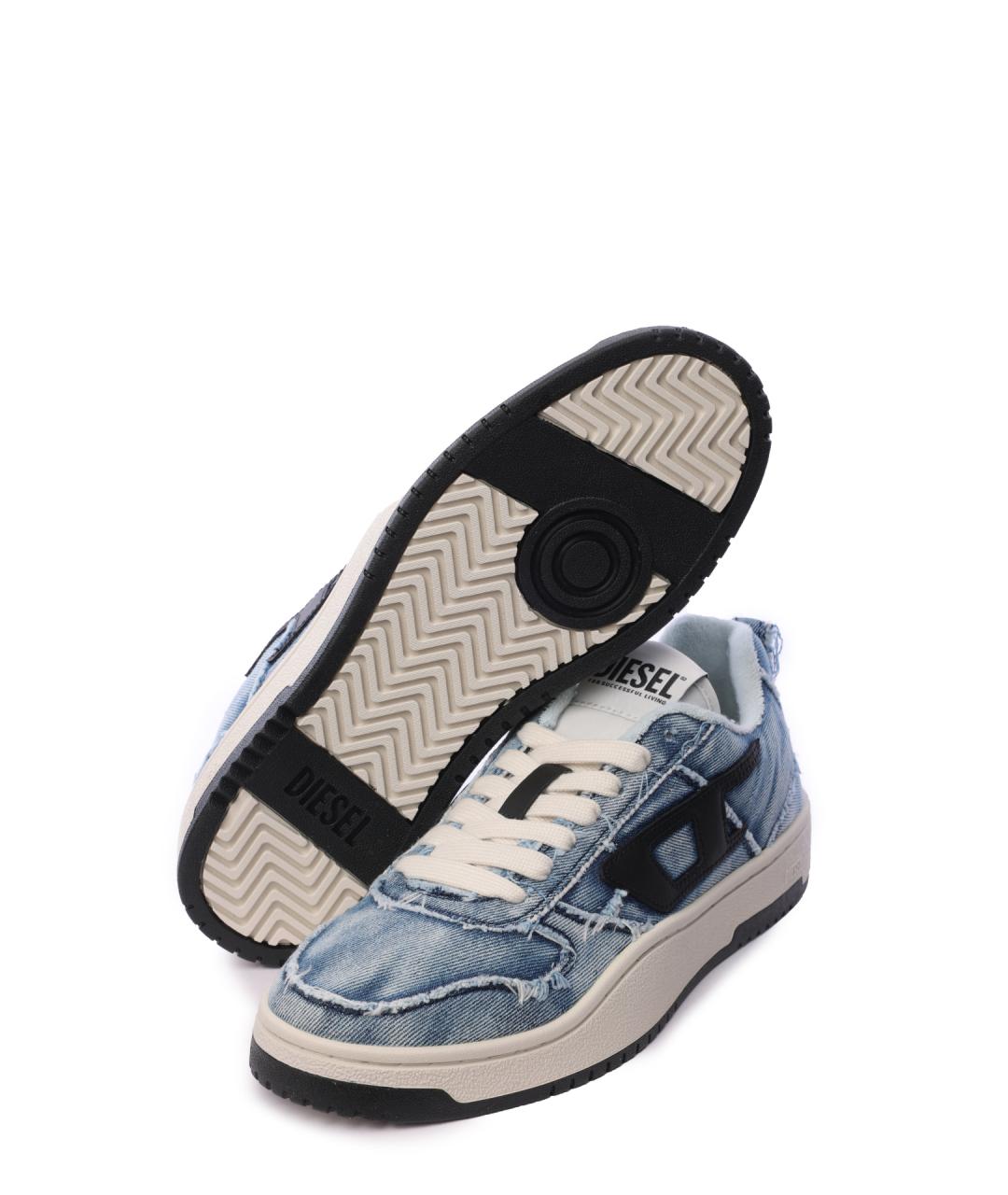 DIESEL Голубые текстильные низкие кроссовки / кеды, фото 4