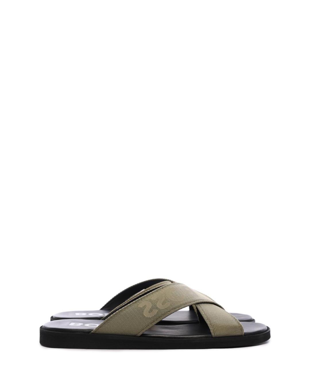 HUGO BOSS Зеленые текстильные шлепанцы, фото 1