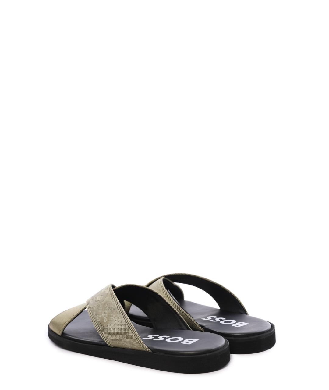 HUGO BOSS Зеленые текстильные шлепанцы, фото 3