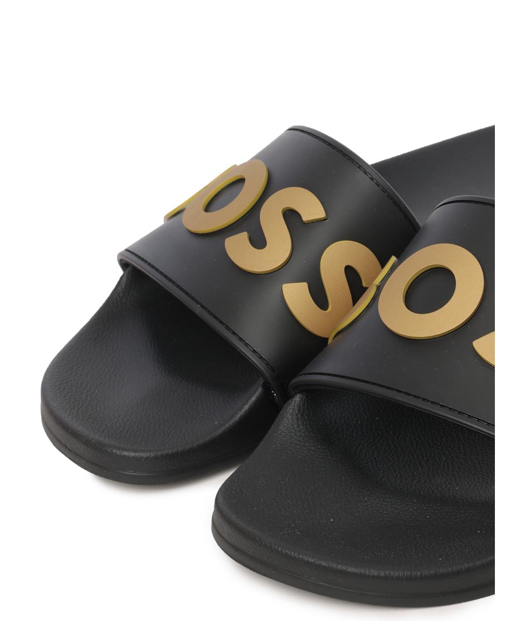 HUGO BOSS Черные резиновые шлепанцы, фото 5
