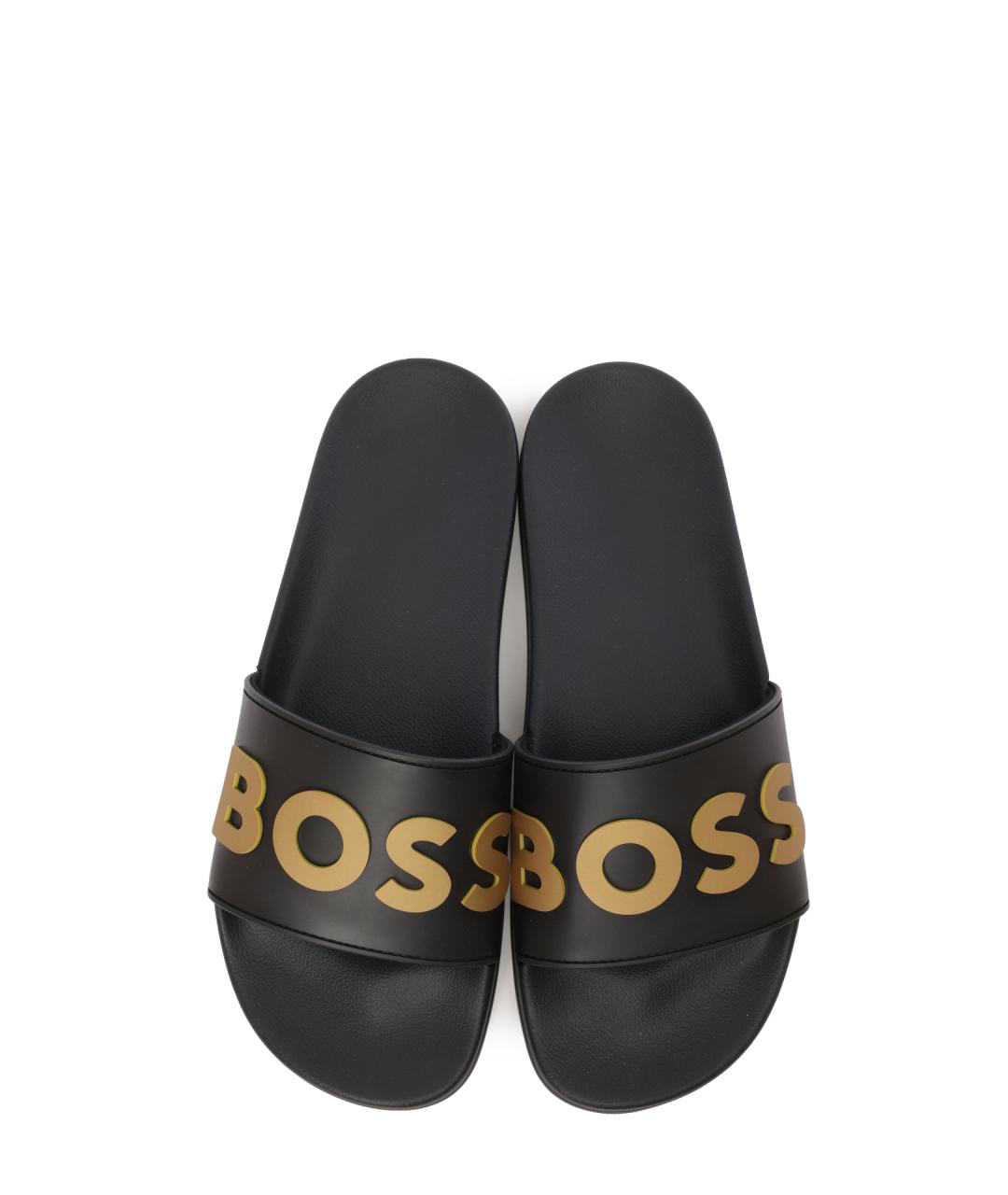 HUGO BOSS Черные резиновые шлепанцы, фото 4