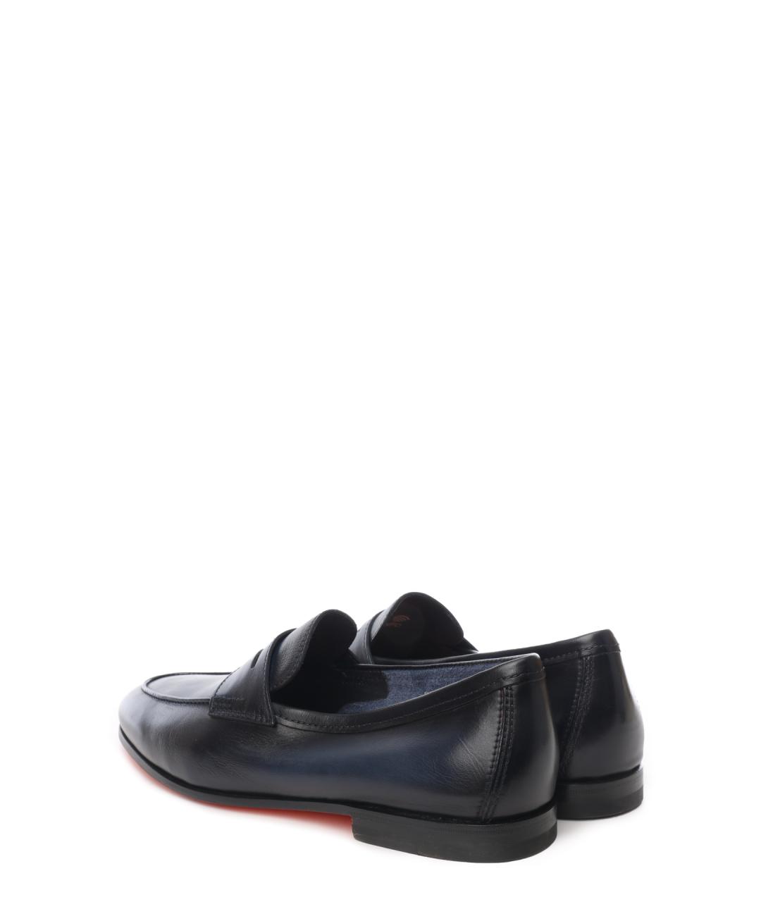 SANTONI Темно-синие кожаные лоферы, фото 3