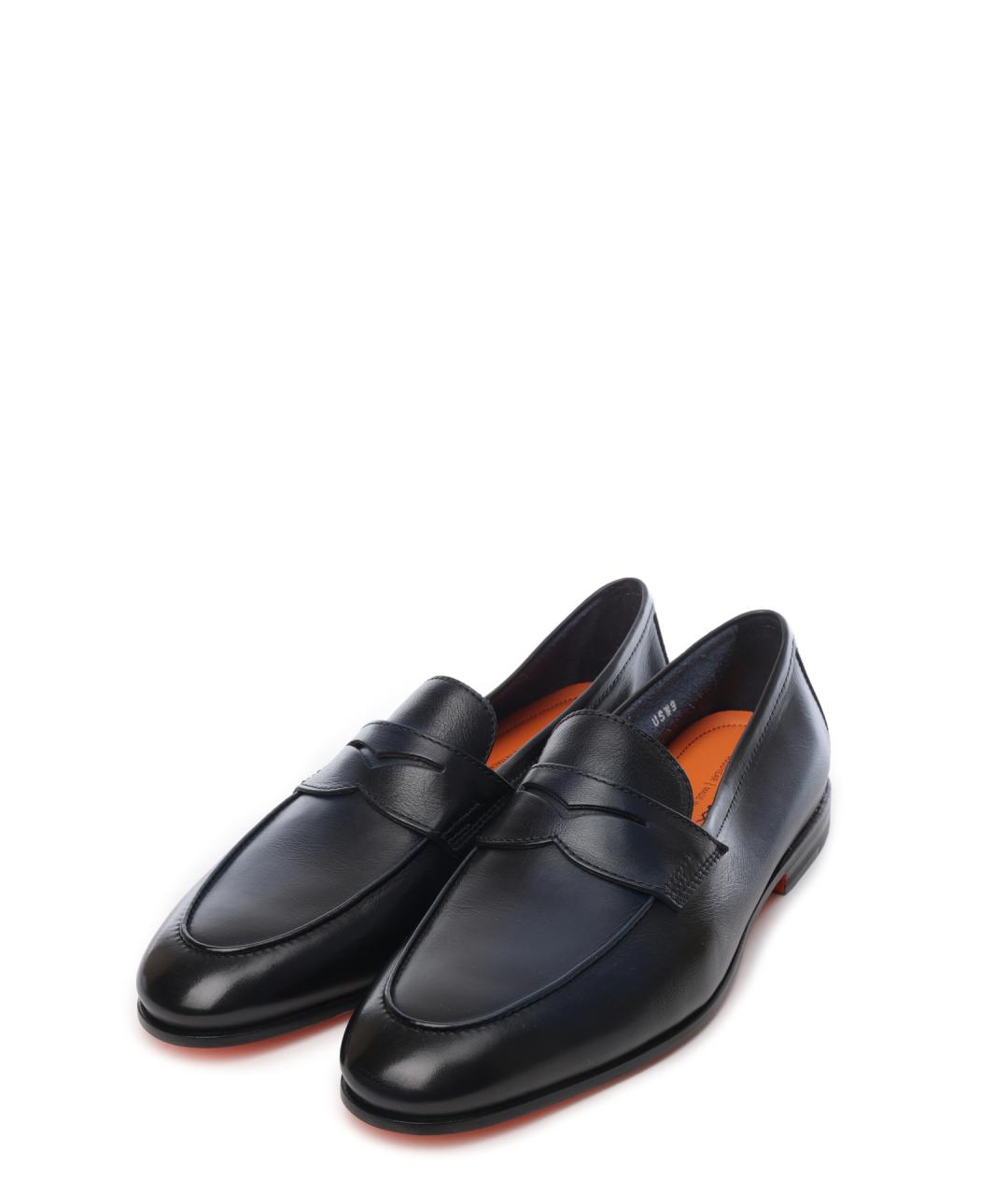 SANTONI Темно-синие кожаные лоферы, фото 2