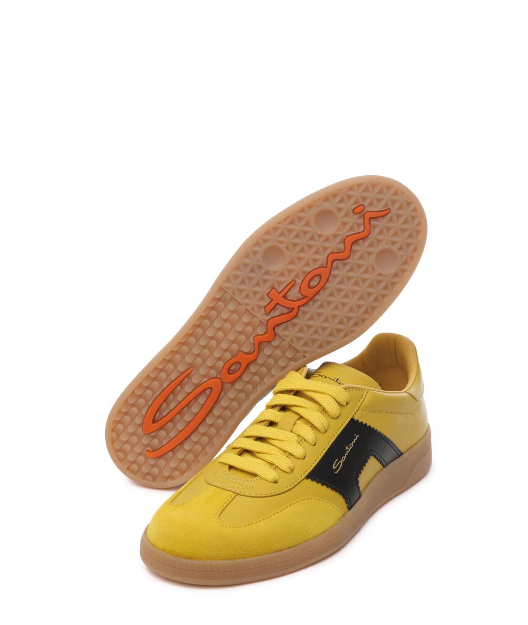 SANTONI Желтые замшевые кеды, фото 4