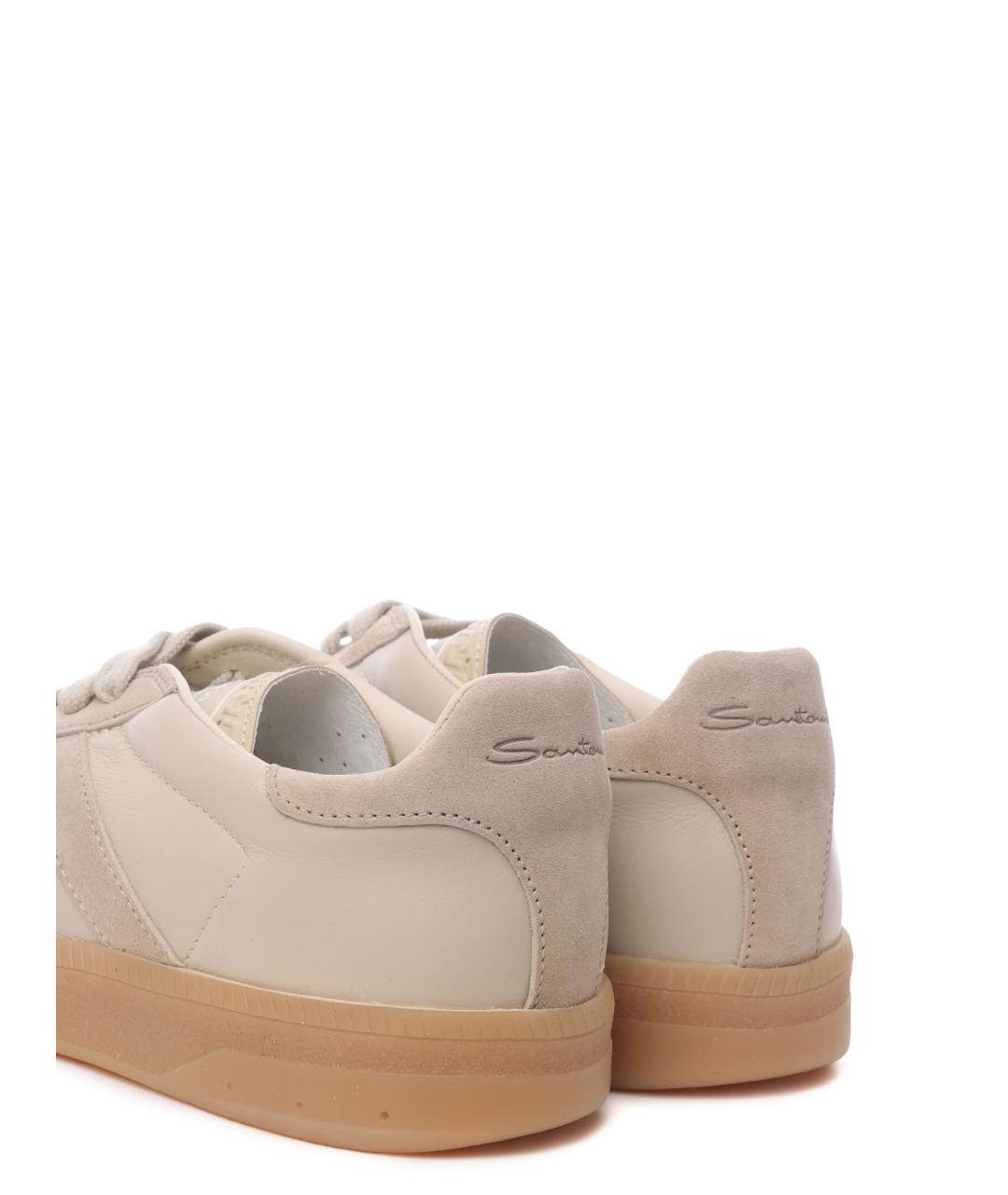 SANTONI Бежевые кожаные кеды, фото 6