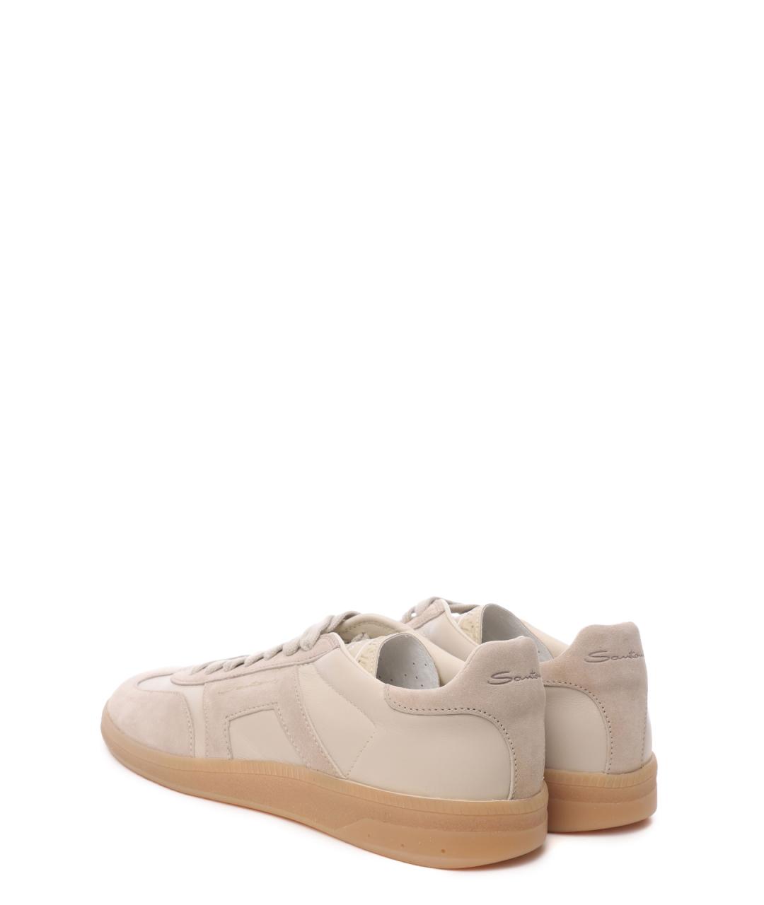 SANTONI Бежевые кожаные кеды, фото 3