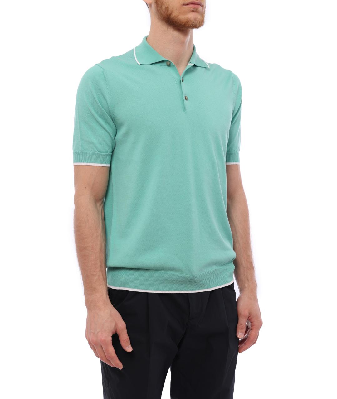 PESERICO Голубое хлопковое поло с коротким рукавом, фото 6