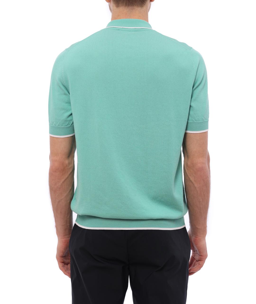 PESERICO Голубое хлопковое поло с коротким рукавом, фото 5