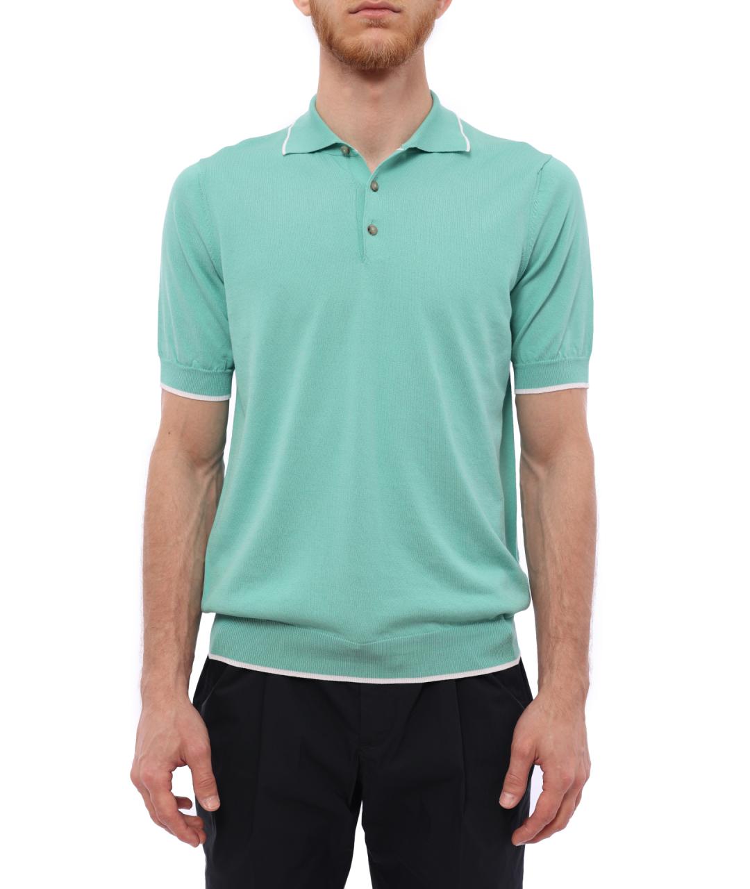 PESERICO Голубое хлопковое поло с коротким рукавом, фото 1