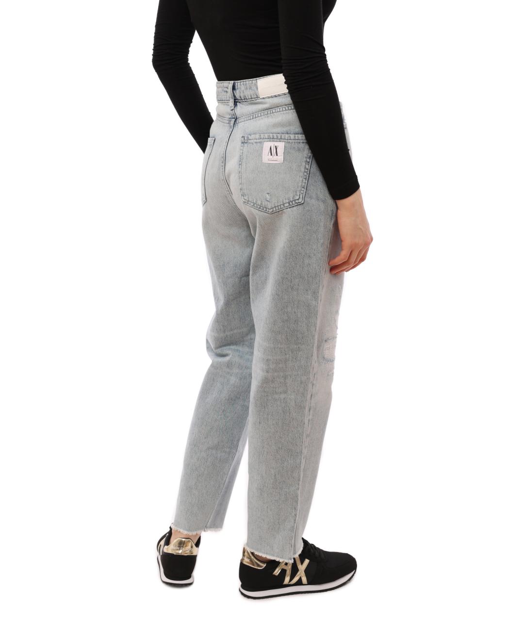 ARMANI EXCHANGE Голубые хлопковые прямые джинсы, фото 4