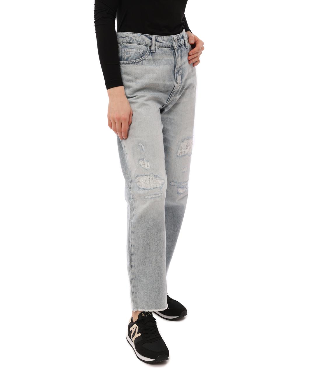 ARMANI EXCHANGE Голубые хлопковые прямые джинсы, фото 2
