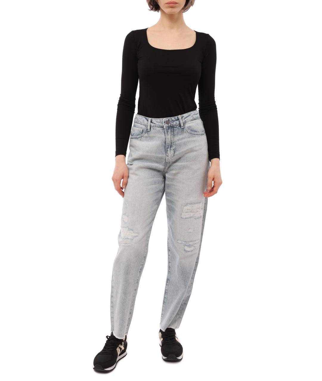 ARMANI EXCHANGE Голубые хлопковые прямые джинсы, фото 1