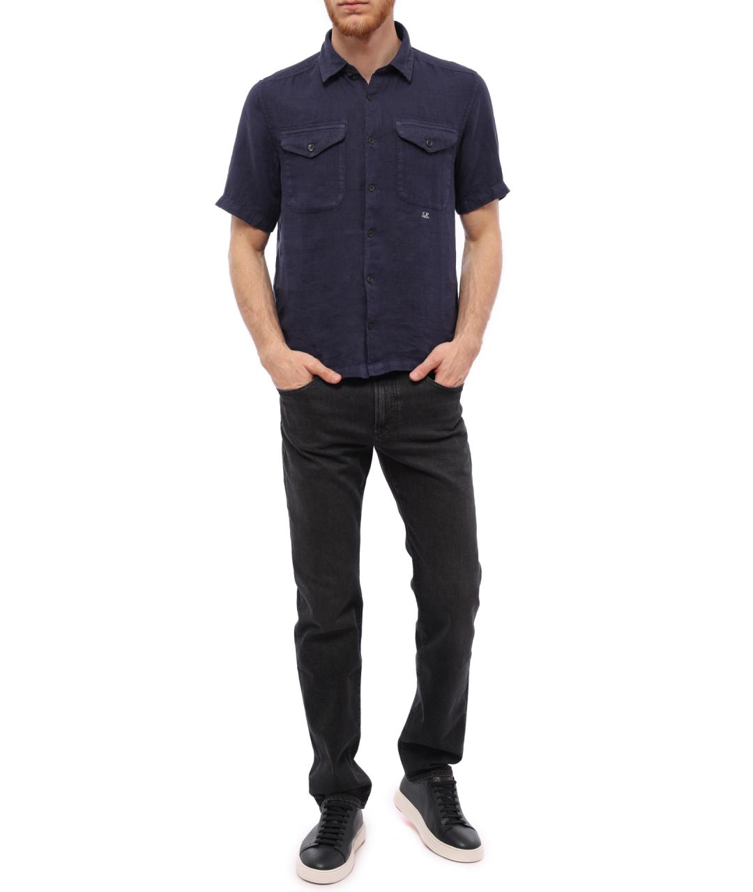 CP COMPANY Синяя льняная кэжуал рубашка, фото 2