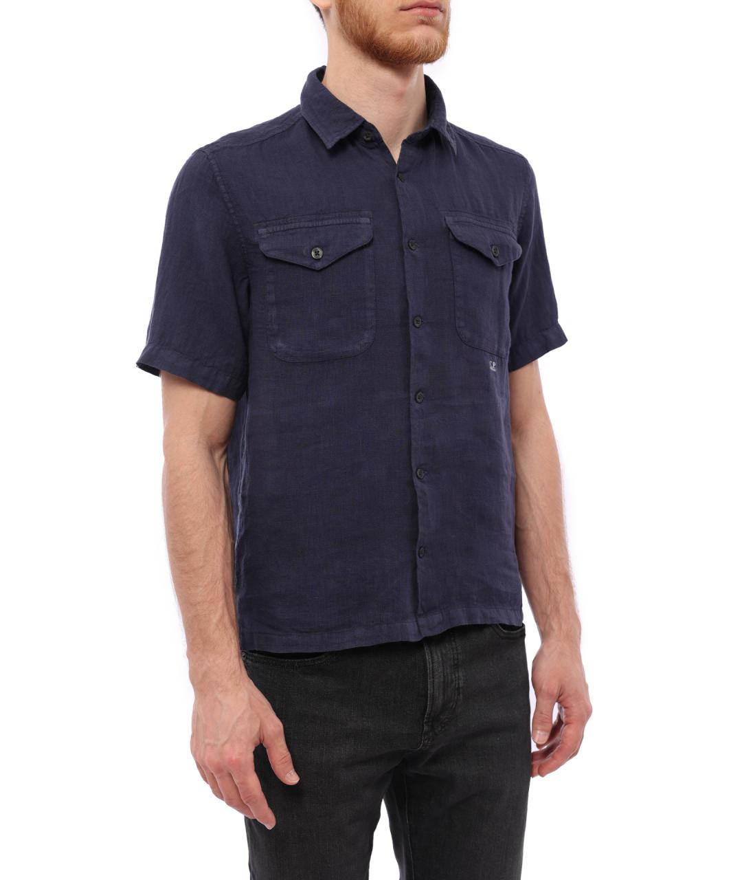 CP COMPANY Синяя льняная кэжуал рубашка, фото 5
