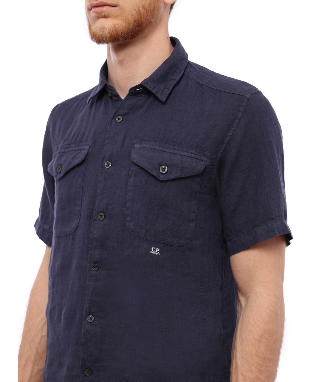 CP COMPANY Синяя льняная кэжуал рубашка, фото 3