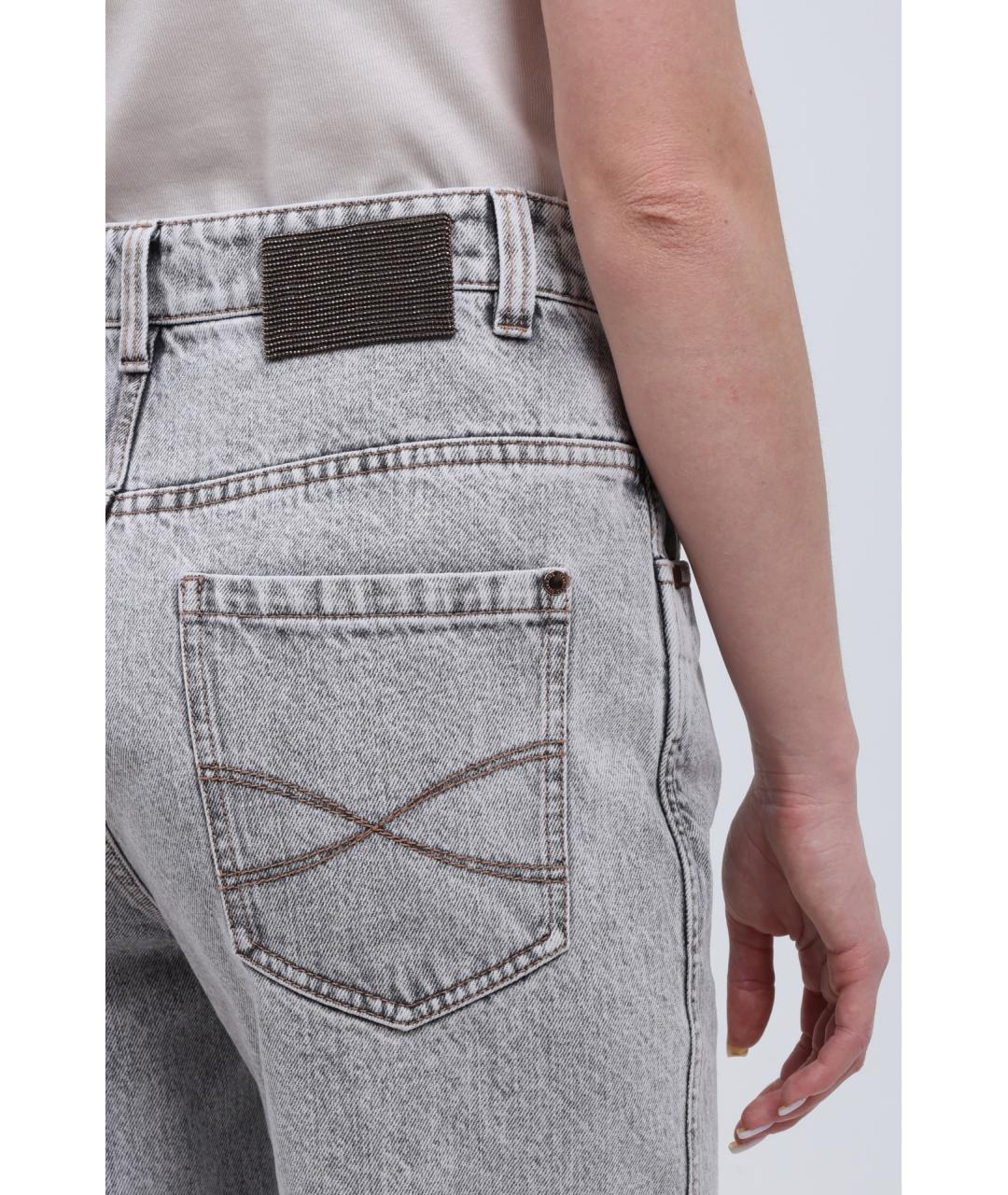 BRUNELLO CUCINELLI Серые хлопковые прямые джинсы, фото 5