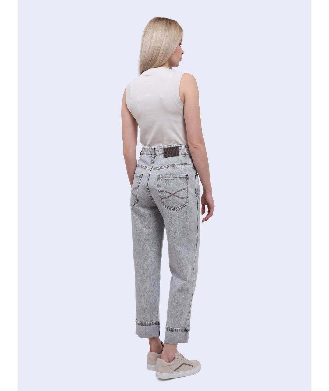 BRUNELLO CUCINELLI Серые хлопковые прямые джинсы, фото 6