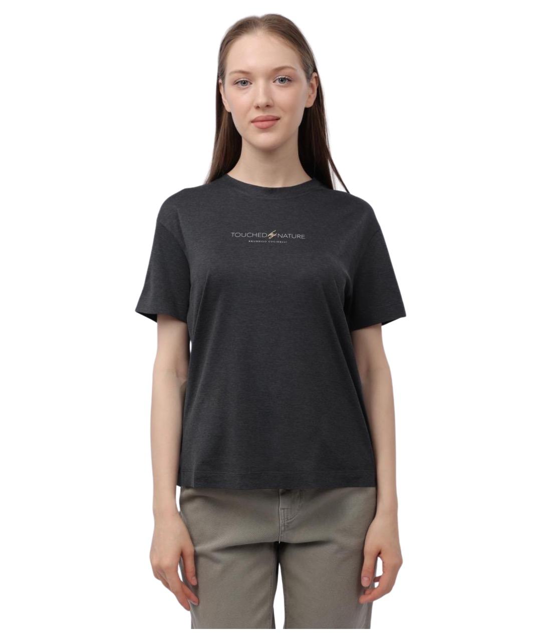 BRUNELLO CUCINELLI Серая хлопковая футболка, фото 1