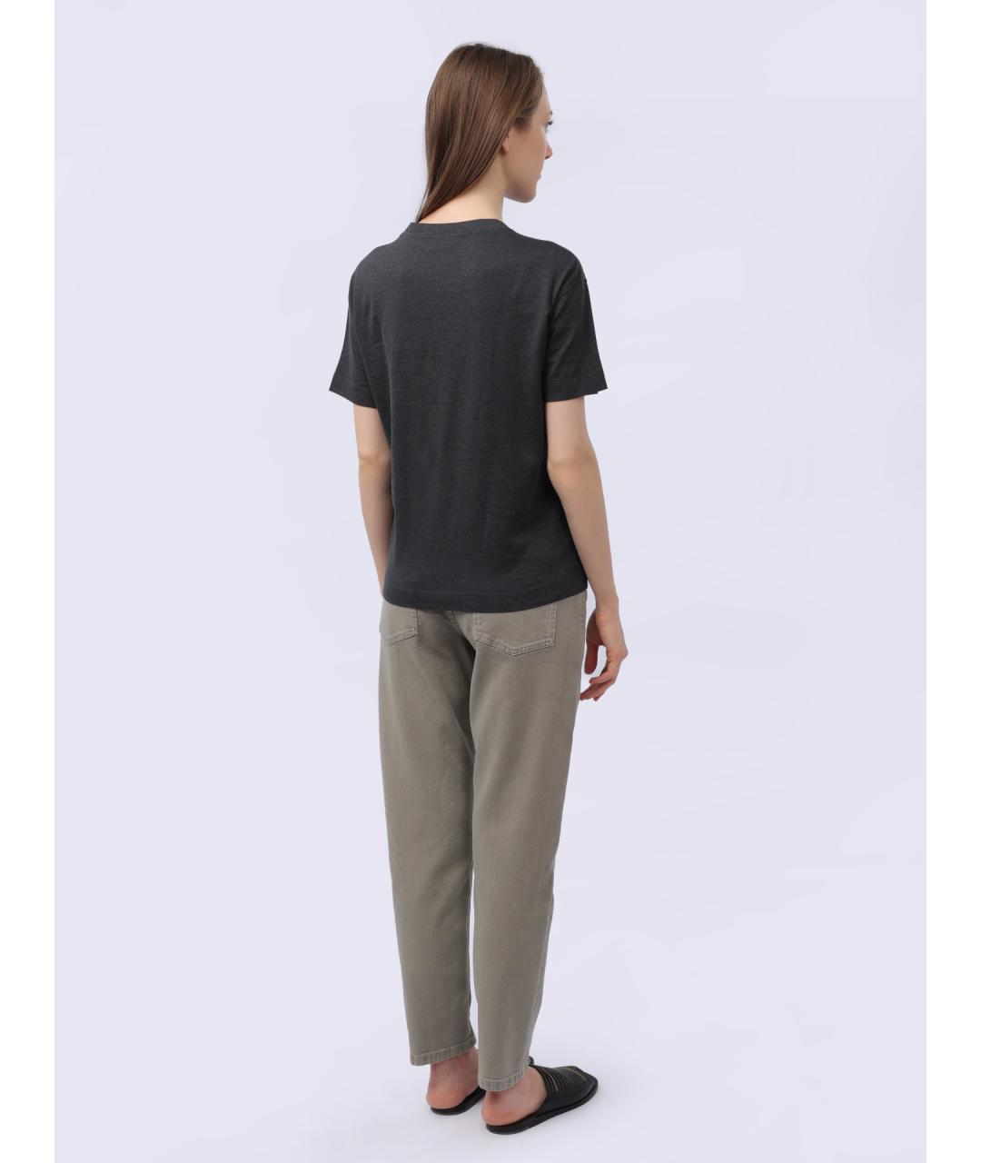 BRUNELLO CUCINELLI Серая хлопковая футболка, фото 6