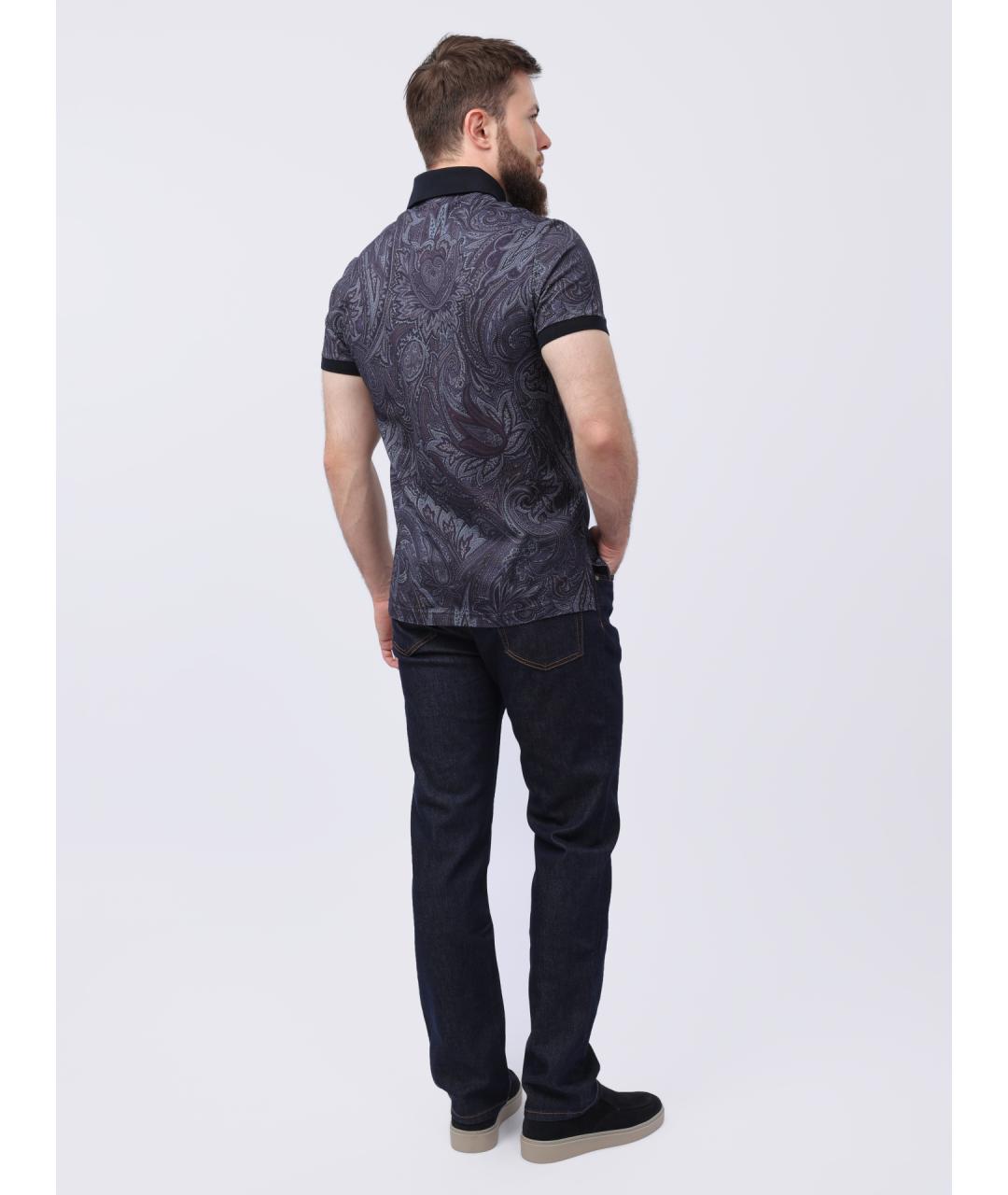 ETRO Синее хлопковое поло с коротким рукавом, фото 6