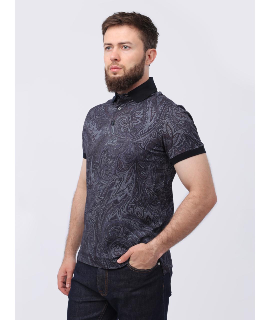 ETRO Синее хлопковое поло с коротким рукавом, фото 3