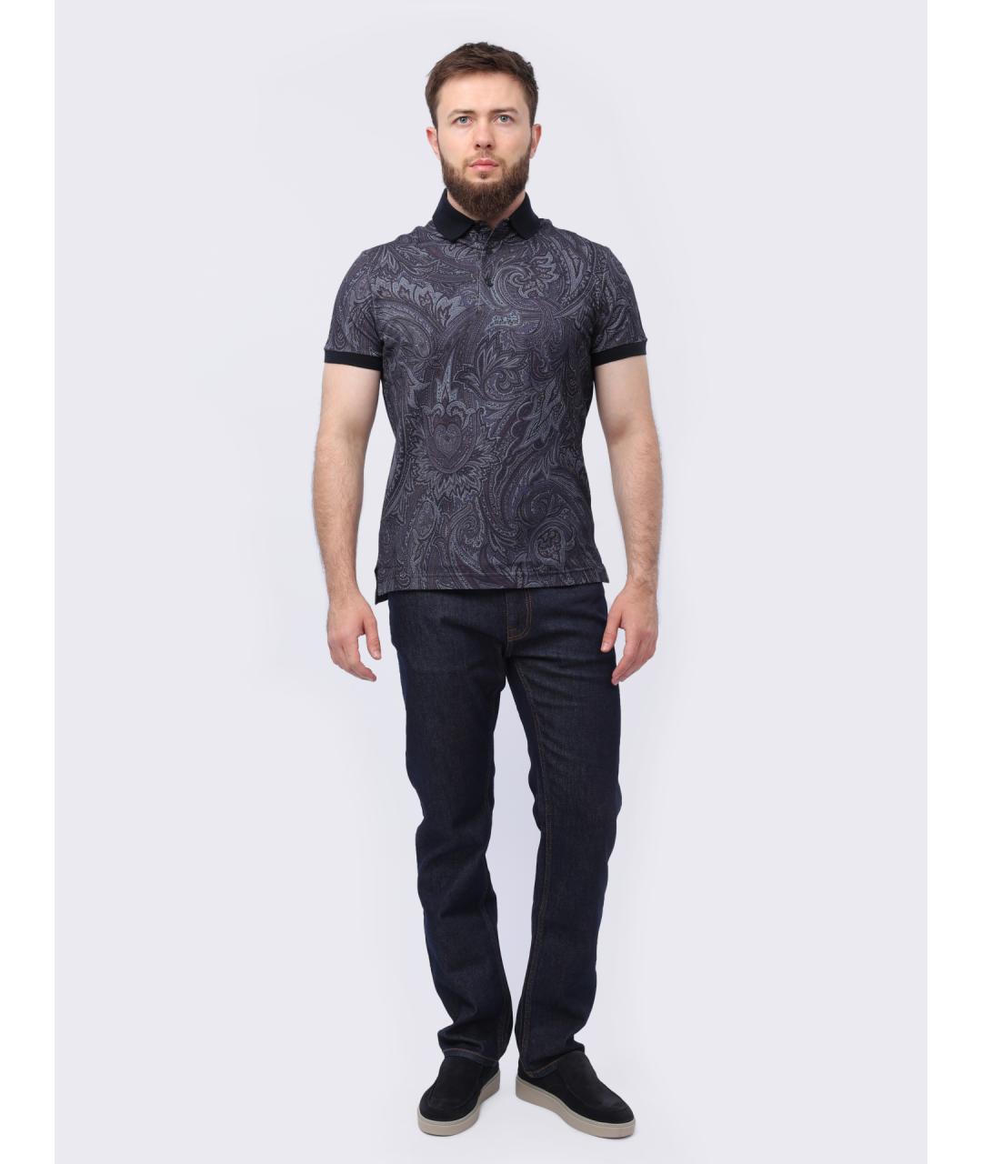 ETRO Синее хлопковое поло с коротким рукавом, фото 7