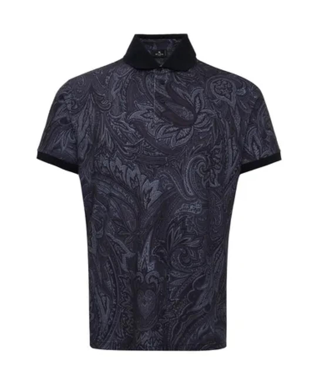 ETRO Синее хлопковое поло с коротким рукавом, фото 1