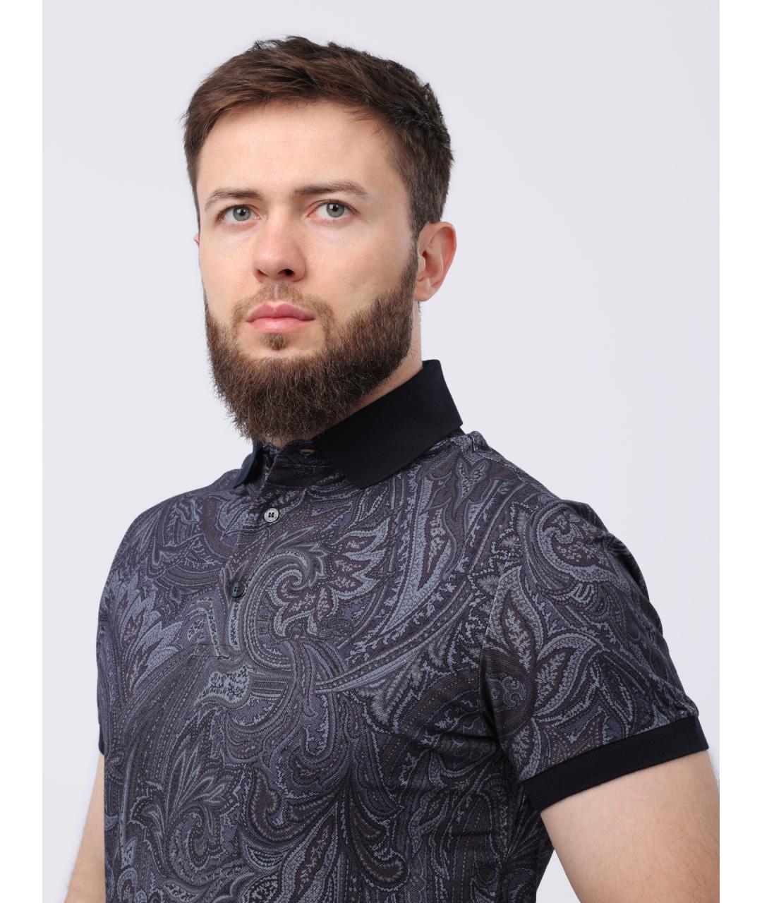 ETRO Синее хлопковое поло с коротким рукавом, фото 4