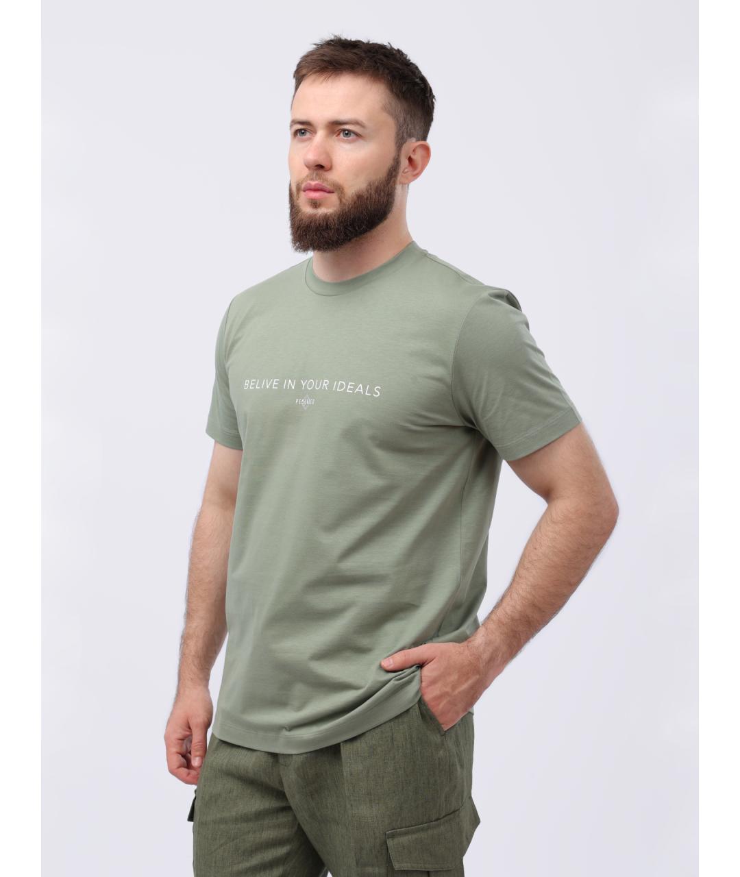 PESERICO Зеленая хлопковая футболка, фото 4