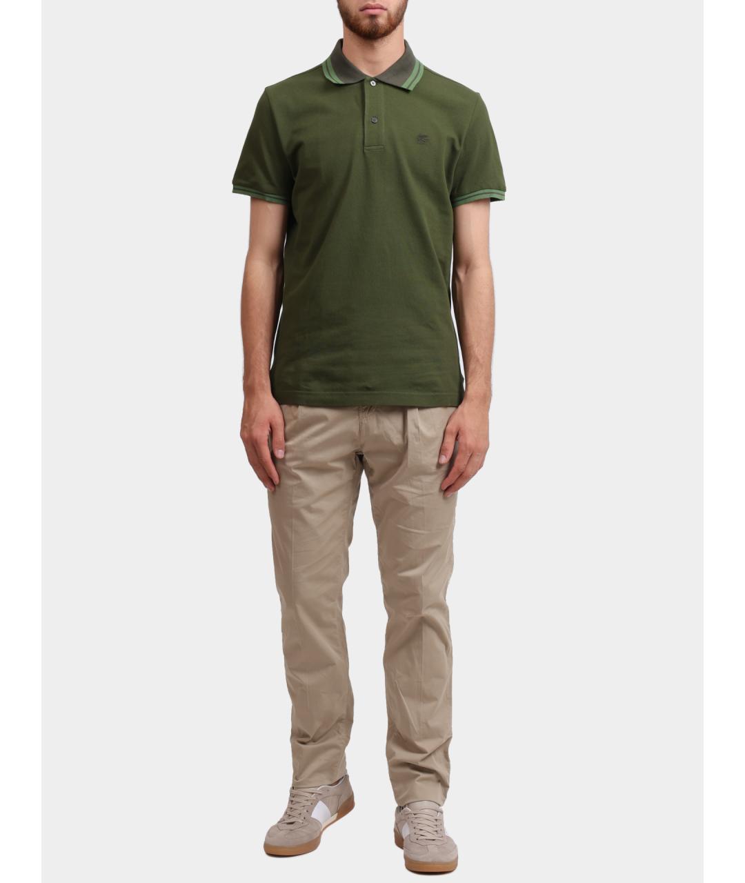 ETRO Зеленые хлопковое поло с коротким рукавом, фото 2