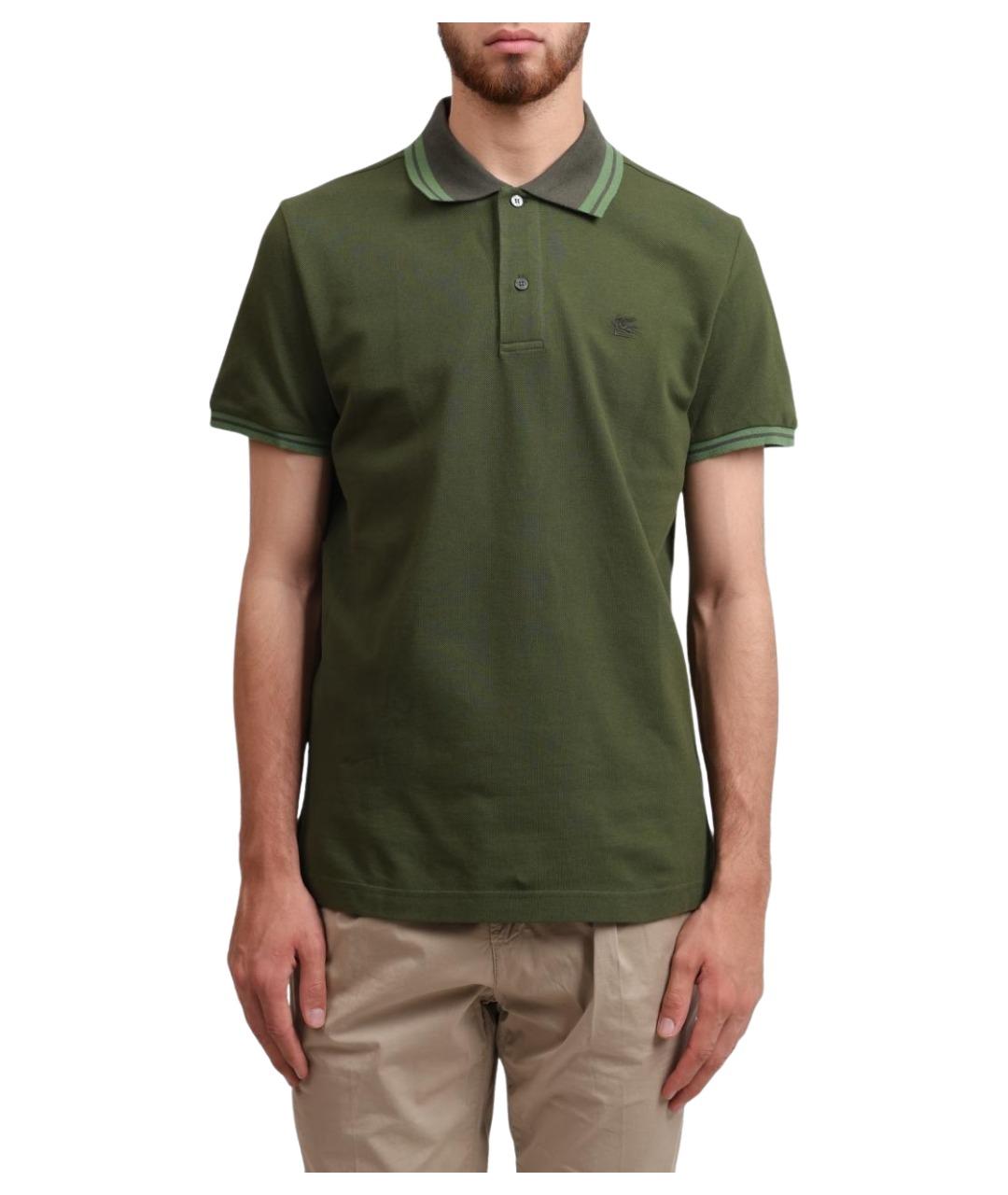 ETRO Зеленые хлопковое поло с коротким рукавом, фото 1