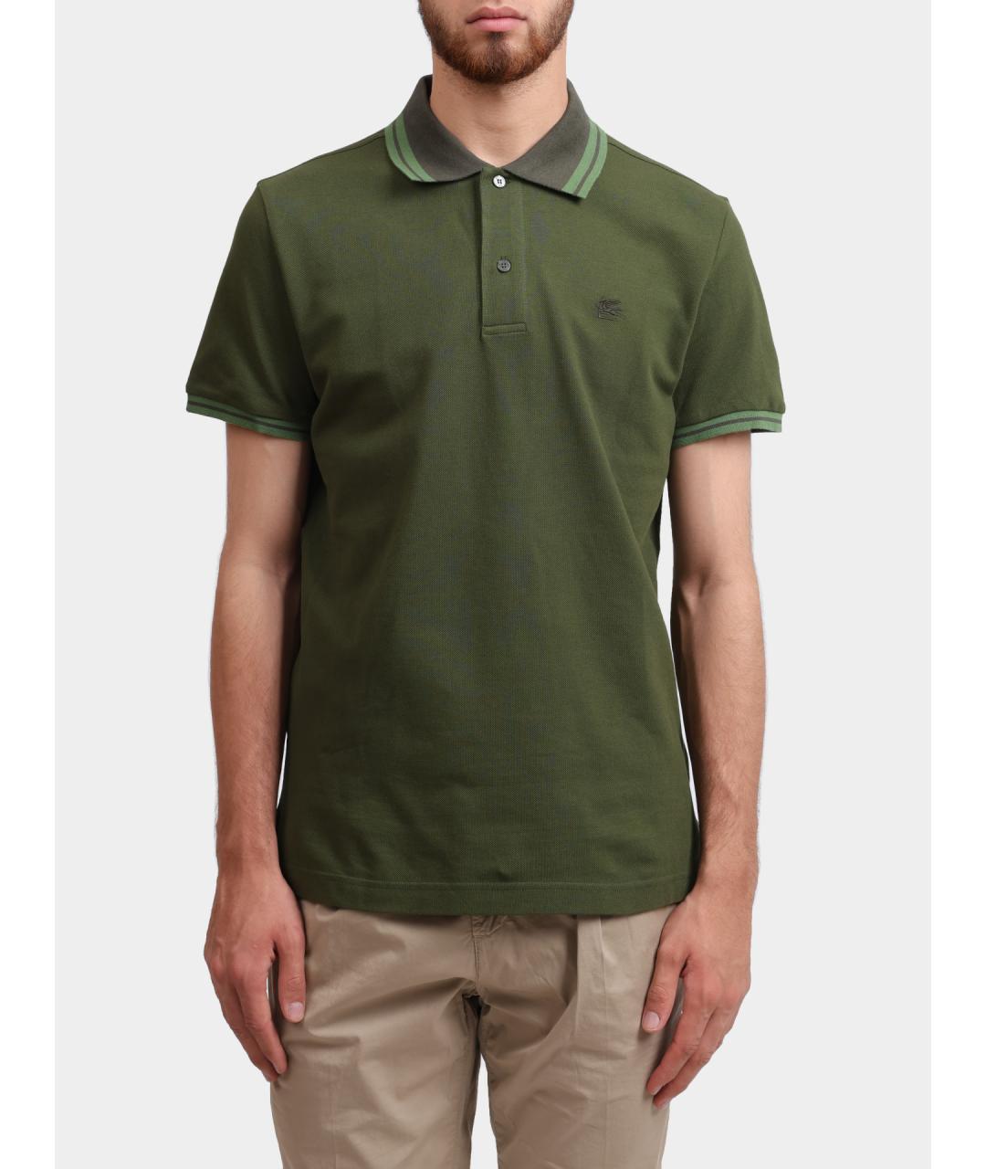 ETRO Зеленые хлопковое поло с коротким рукавом, фото 5