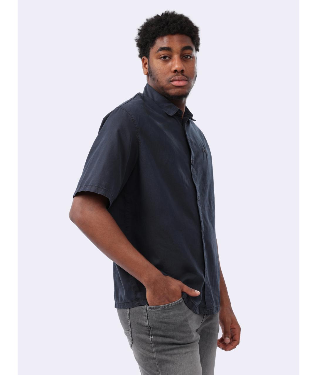 ARMANI EXCHANGE Темно-синяя хлопковая кэжуал рубашка, фото 4