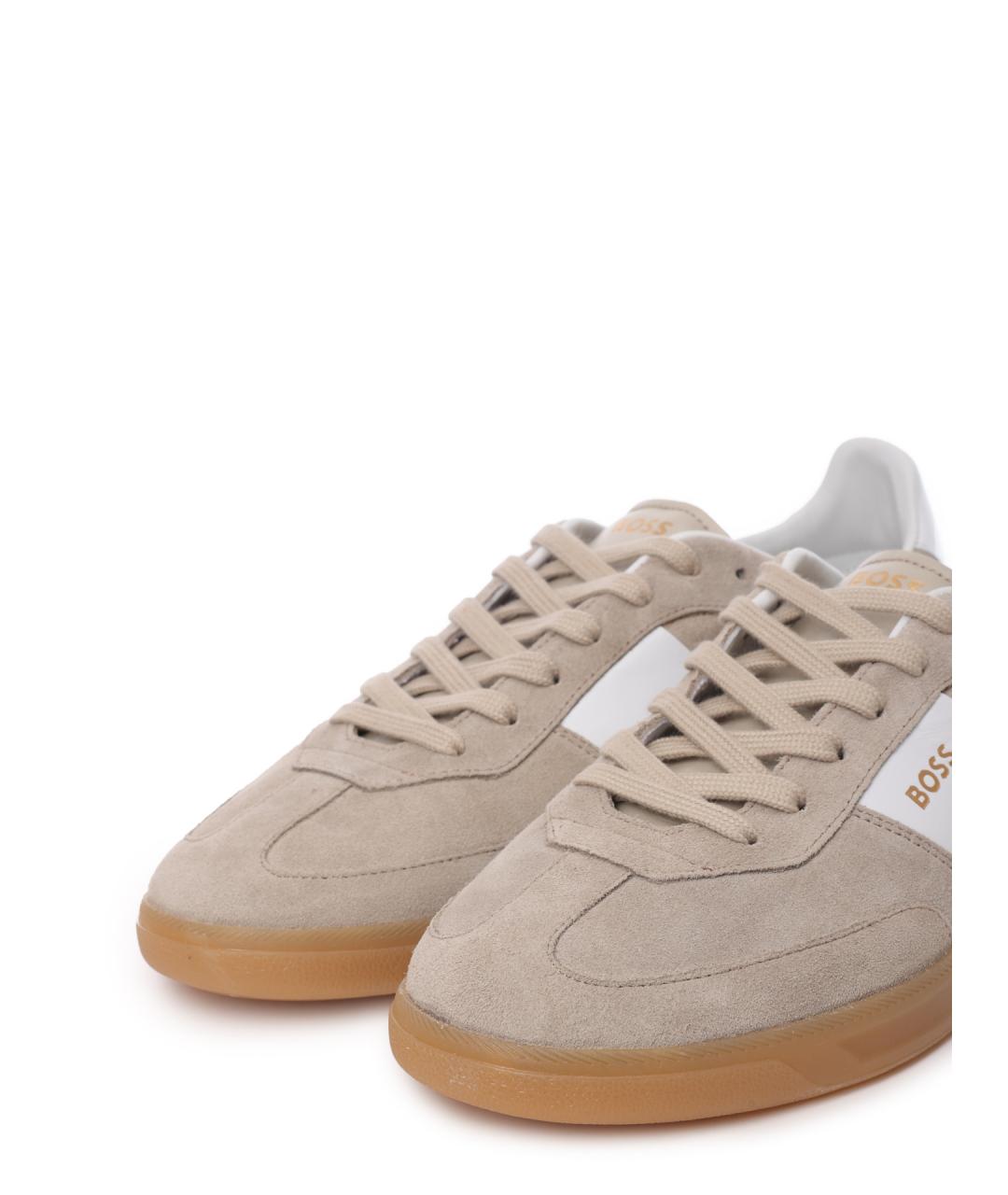 HUGO BOSS Бежевые замшевые низкие кроссовки / кеды, фото 6