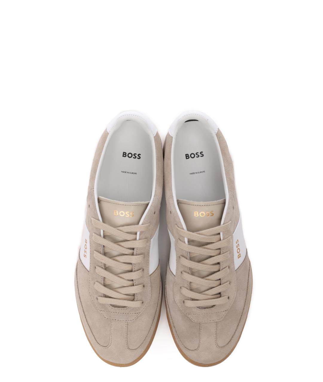 HUGO BOSS Бежевые замшевые низкие кроссовки / кеды, фото 5