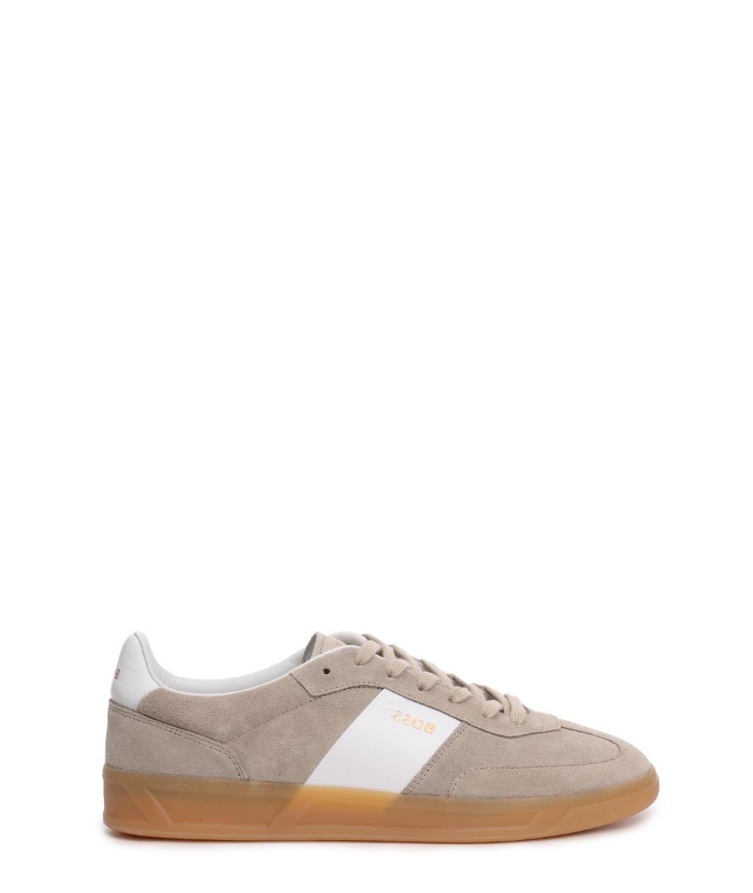 HUGO BOSS Бежевые замшевые низкие кроссовки / кеды, фото 1